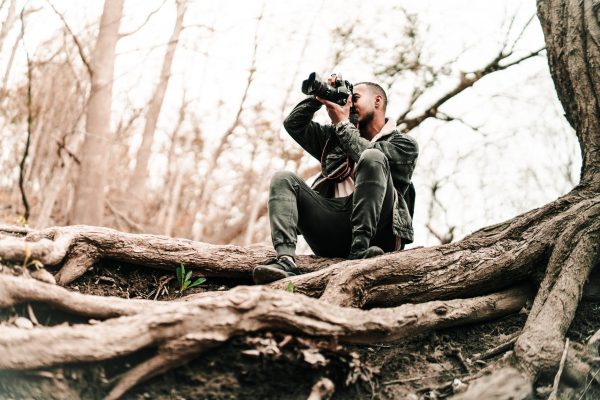 photographer on a tree working